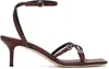 Aeyde Burgundy Libby Leather Kitten Heeled Sandals