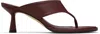 Aeyde Neutrals Refined Flared Heel Thong Sandals In Burgundy
