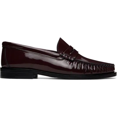 Aeyde Burgundy Terry Polido Loafers In Port