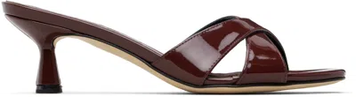 Aeyde Burgundy Vero Patent Leather Mule Heeled Sandals In Red