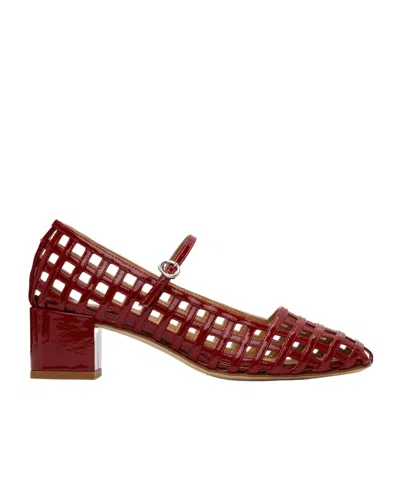 Aeyde Red Aline Caged Mary-jane Heels In Cranberry