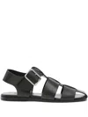 Aeyde Strappy Open Toe Flat Sole Sandals In Black