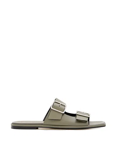 Aeyde Calfskin Leather Sandals With Adjustable Buckles In Green