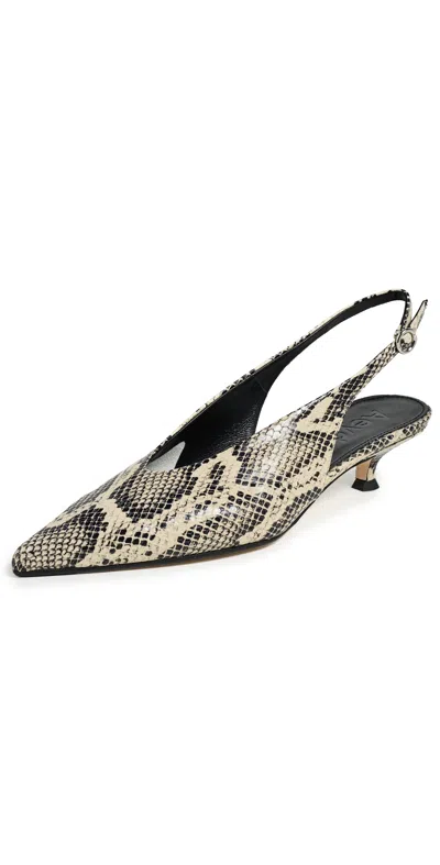 Aeyde Camila Snake Print Calf Leather Creamy Heels Creamy In Animal Print