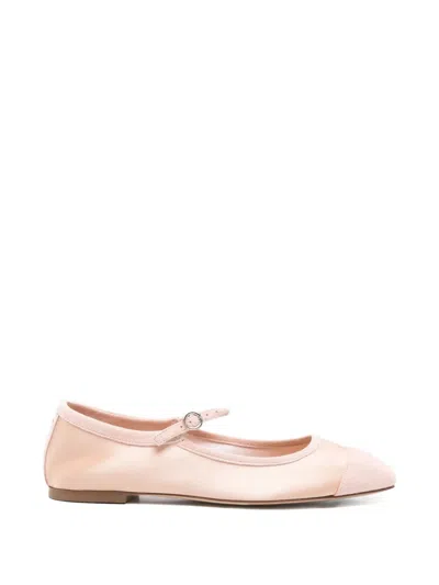 Aeyde Pink Uma Satin Toe-cap Mary-jane Flats