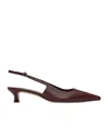 Aeyde Buckle Detail Kitten Heel Pointed Toe Pumps In Red