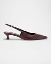 Aeyde Buckle Detail Kitten Heel Pointed Toe Pumps In Burgundy