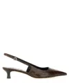 Aeyde Catrina 40 Snake-effect Leather Slingback Pumps In Brown