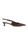Aeyde Catrina 40 Snake-effect Leather Slingback Pumps In Black
