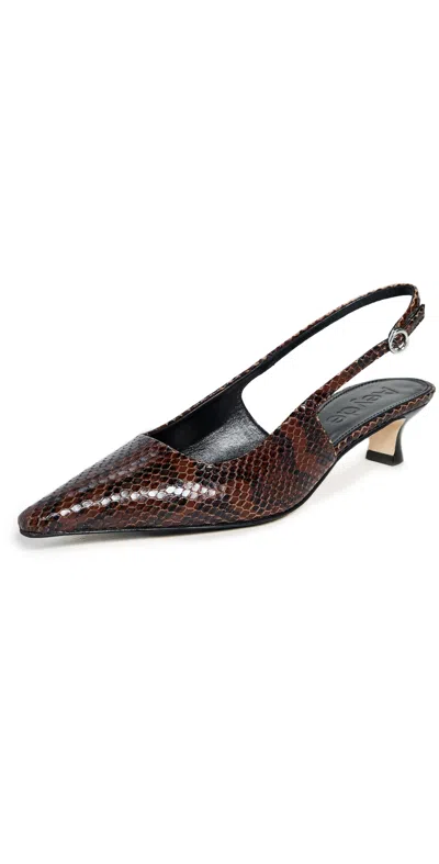 Aeyde Catrina Snake Print Calf Leather Moka Heels Moka In Brown