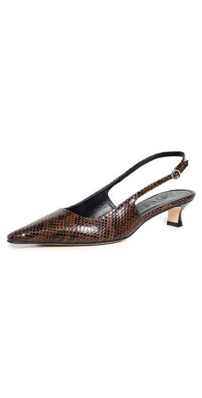 Aeyde Catrina 40 Snake-effect Leather Slingback Pumps In Black