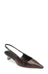 Aeyde Catrina 40 Snake-effect Leather Slingback Pumps In Moka