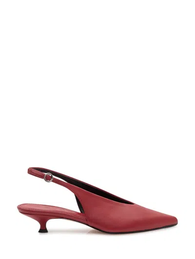 Aeyde Chic Ballerina Flats With Back Strap And Pointed Toe In Scarlet