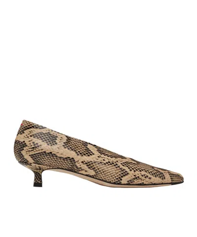 Aeyde Clara Snake-pattern High-heeled Single-heeled Single-shoes In Latte