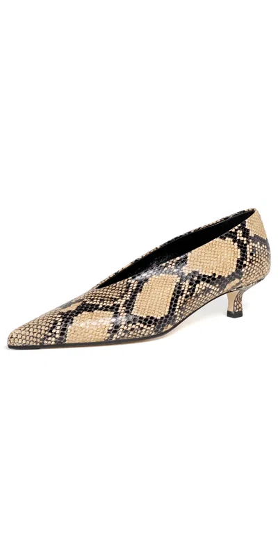 Aeyde Clara Snake-effect Pointed-toe Pumps In Animal Print