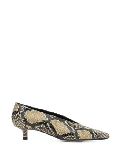 Aeyde Clara Kitten Heel Pumps Snake Print In Brown