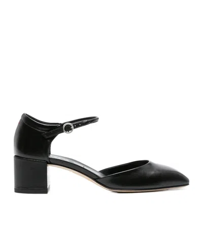 Aeyde 45mm Magda Nappa Leather Heels In Black
