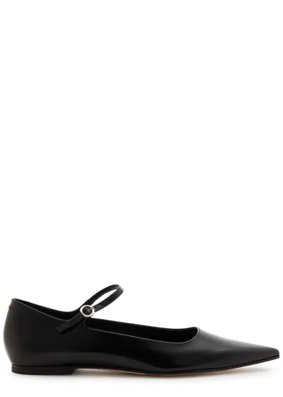 Aeyde Cleo Glossed Leather Flats In Black