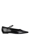 Aeyde Cleo Glossed Leather Flats In Black