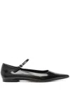Aeyde Cleo Glossed Leather Flats In Black