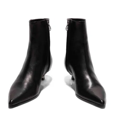 Aeyde Cow Print Ankle Heeled Boots In White