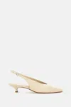 Aeyde Slingback Pointed Toe Kitten Pumps In Natural