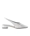 Aeyde Crinkled-leather Slingback Pumps In Silver