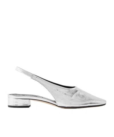 Aeyde Crinkled-leather Slingback Pumps In Silver