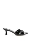 Aeyde Black Vero Leather Mule Heeled Sandals In Animal Print