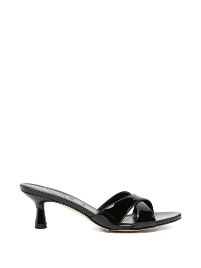 Aeyde Criss-cross Leather Sandals In Black