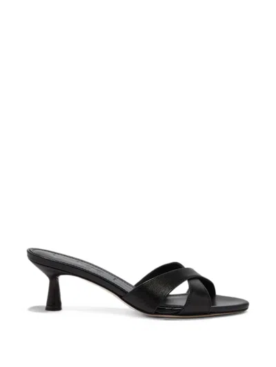 Aeyde Crossover-strap Leather Sandals In Black