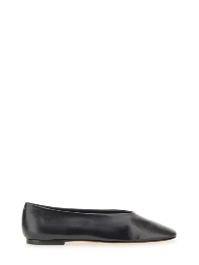 Aeyde Ida Leather Square-toe Ballerina Flats In Black