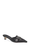 Aeyde Danielle Buckle-embellished Zebra-print Pony Hair Mules In Black