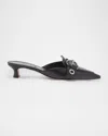 Aeyde Danielle Buckle-embellished Zebra-print Pony Hair Mules In Black