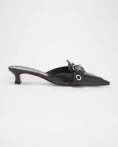 AEYDE DANIELLE LEATHER KITTEN MULE PUMPS