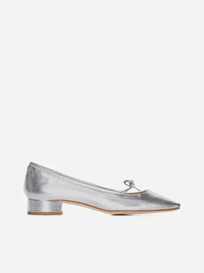 Aeyde Darya Laminated Leather Pumps In Silver