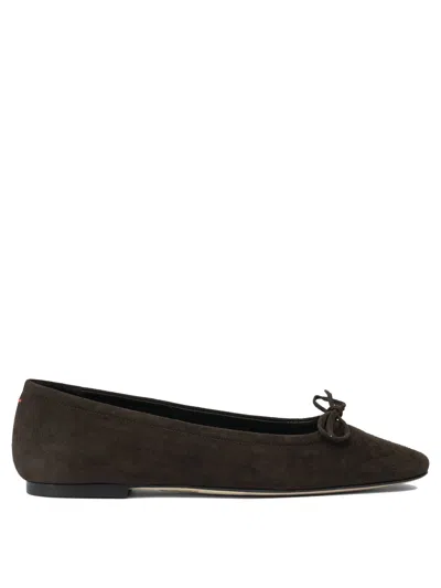 Aeyde Delfina Suede Ballet Flats With Bow Embellishments In Brown
