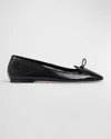 Aeyde Delfina Leather Bow Ballerina Flats In Black