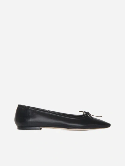 Aeyde Delfina Leather Bow Ballerina Flats In Black