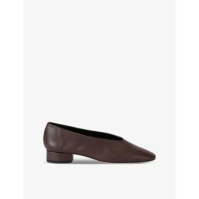 Aeyde Womens Dark Brown Delia Pointed-toe Leather Heeled Courts