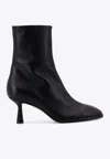 Aeyde Women Black Ankle Boots With Rounded Toe In Leather Woman In Black