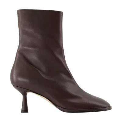 Aeyde 65mm Dorothy Leather Ankle Boots In Brown