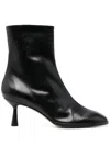 Aeyde Women Black Ankle Boots With Rounded Toe In Leather Woman In Schwarz
