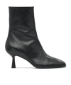 Aeyde Women Black Ankle Boots With Rounded Toe In Leather Woman In Black