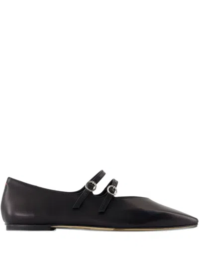 Aeyde Double-strap Pointed-toe Flats In Black