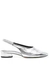 Aeyde Dua Crackle Laminated Calf Leather Silver In White