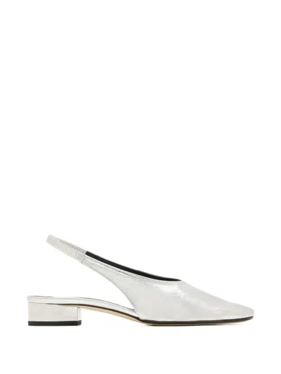 Aeyde Womens Silver Dua Slingback Leather Flats Eur 40.5 / 7.5 Uk