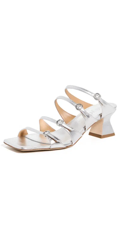 Aeyde Eanna Laminated Nappa Leather Silver Sandals Silver