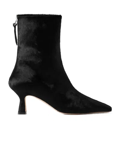 Aeyde Elina Pony Hair Ankle Boots In Black