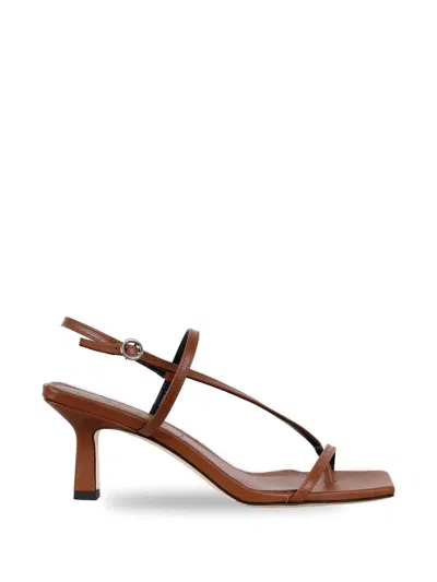 Aeyde Elise 65mm Toe-post Square-toe Leather Sandals In Brown